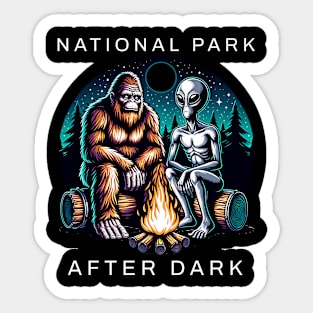 National Park After Dark Bigfoot Sasquatch Alien Sticker